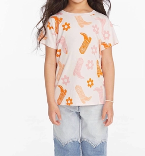 Kid's Cowboy Shirt In Orange/pink ruffle tops girls, long sleeve tees girls