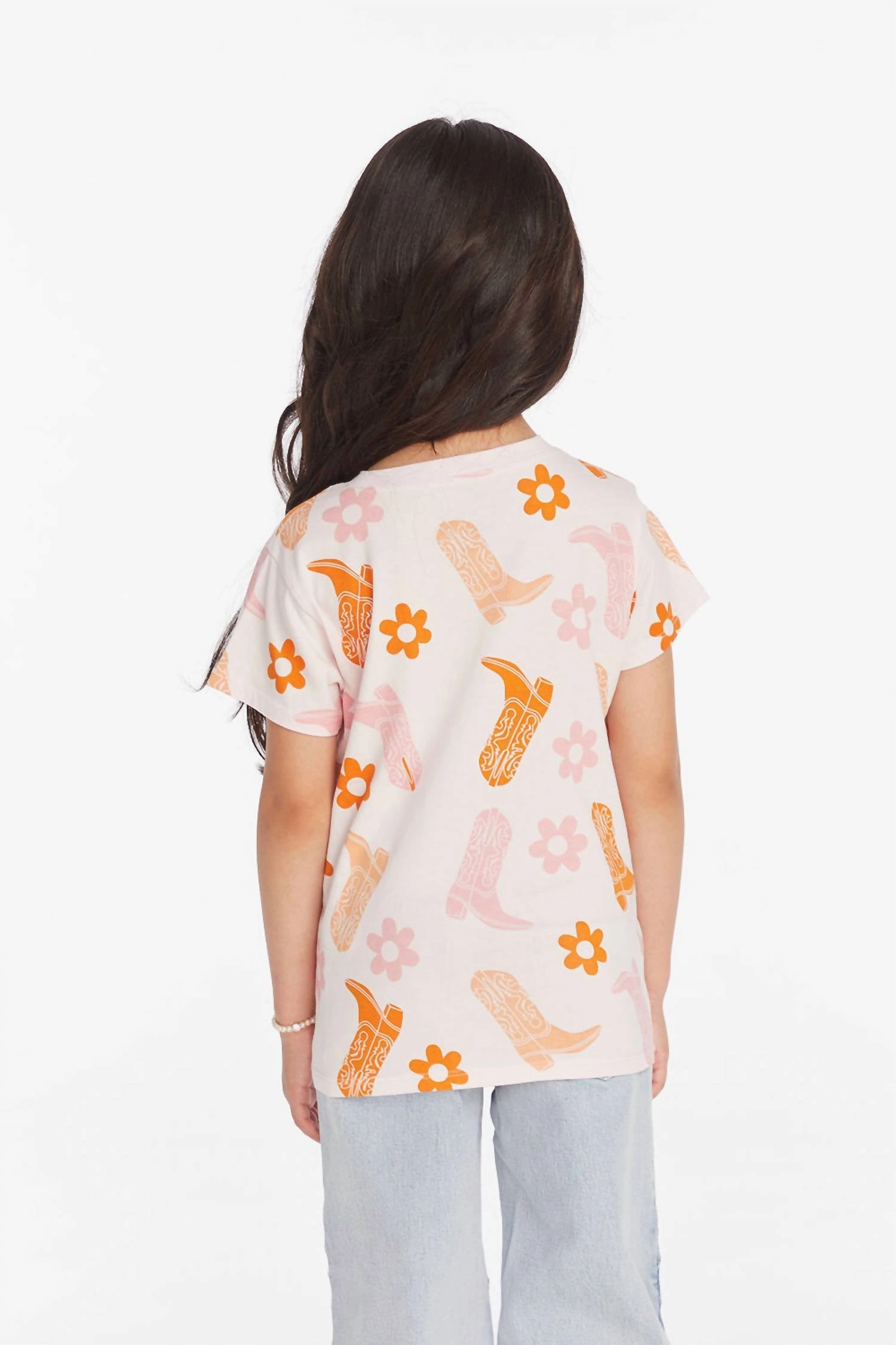 Kid's Cowboy Shirt In Orange/pink Girls Tunic Top
