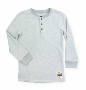 Kid's Craftsman Thermal Henley Shirt In Cool Grey graphic tees for boys, polo shirts boys