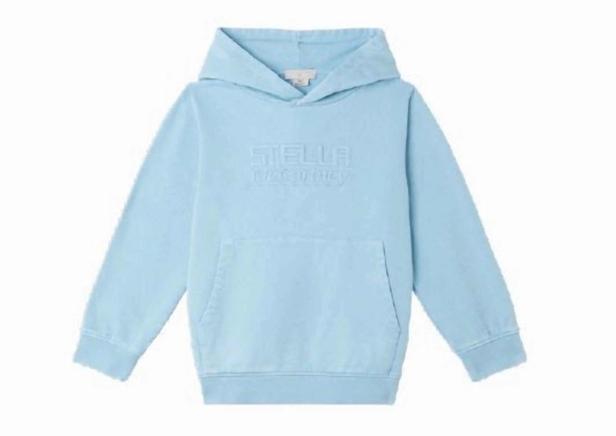 Kid's Embroidered Hoodie In Blue ruffle tops girls, long sleeve tees girls