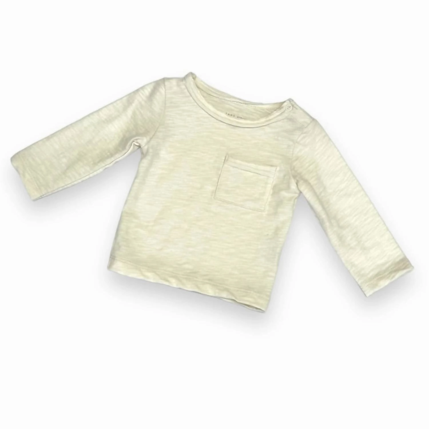 Kid's Flam Long Sleeved One Pocket Tee In Ecru ruffle tops girls, long sleeve tees girls