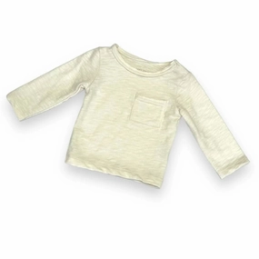 Kid's Flam Long Sleeved One Pocket Tee In Ecru ruffle tops girls, long sleeve tees girls