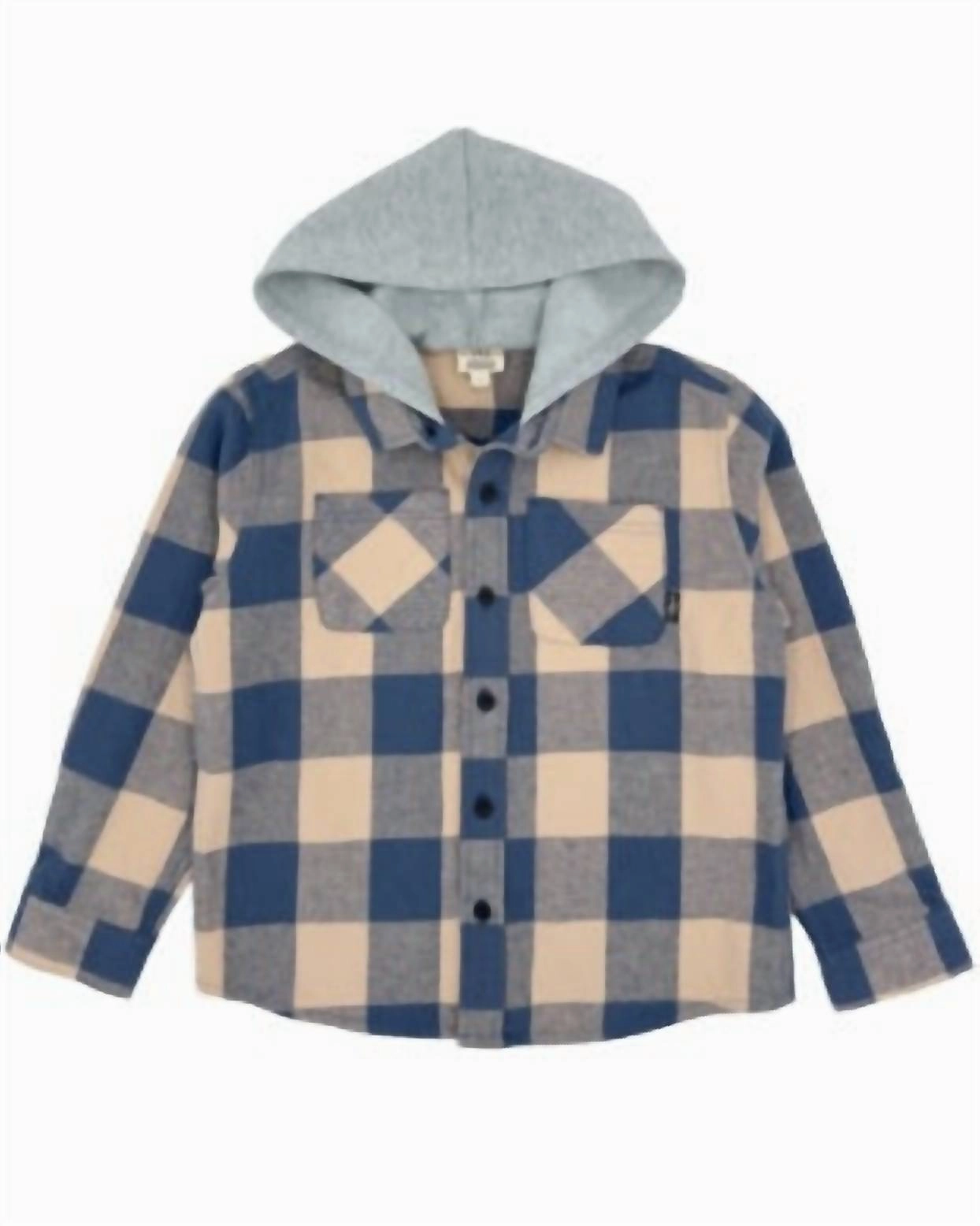 Kid's Flannel Hoodie In Navy graphic tees for boys, polo shirts boys
