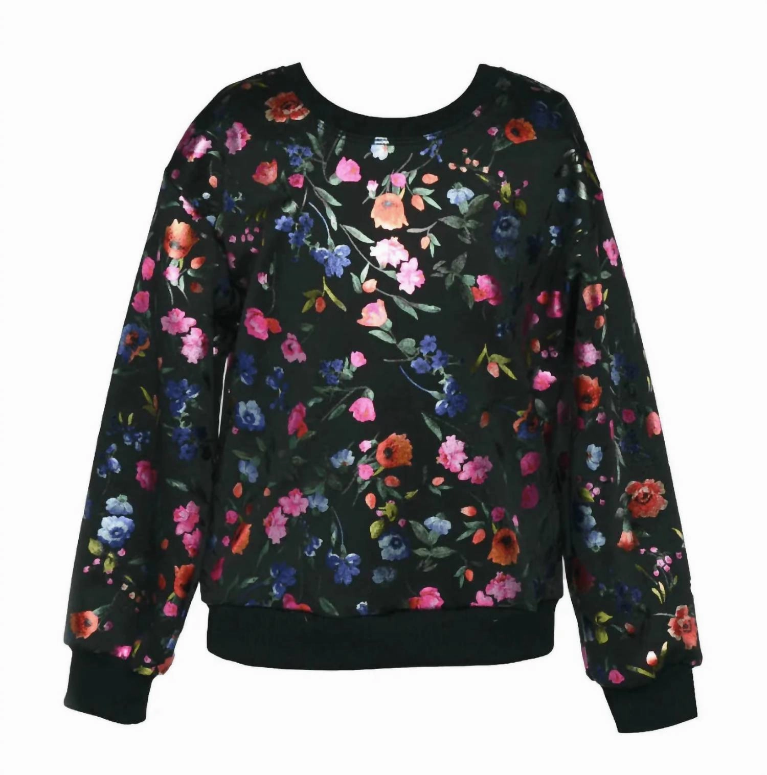 Kid's Foil Flower Sweatshirt In Black / Multi Girls Tunic Top