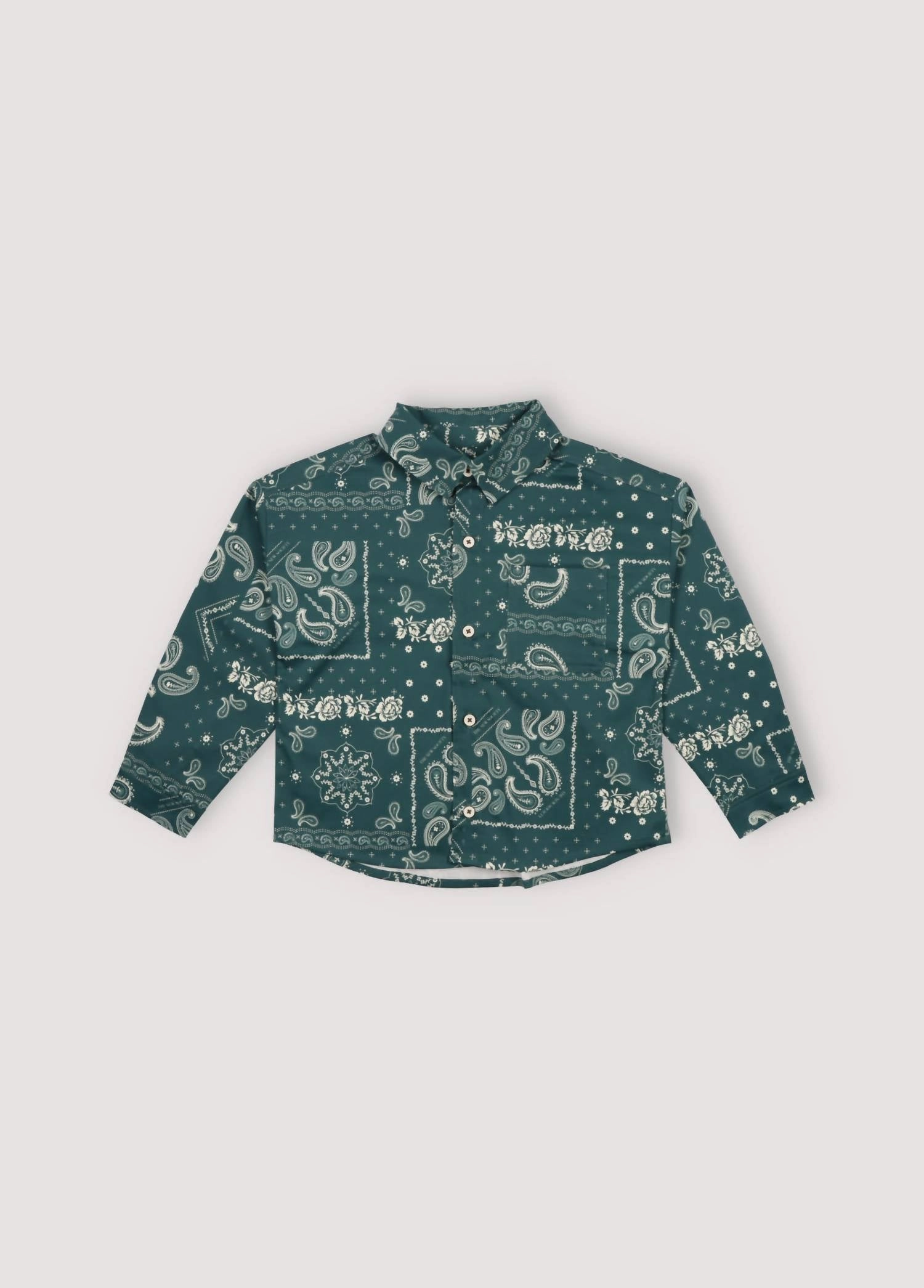 Kid's Gallen Paisley Shirt In Adventure Green Boys Henley T Shirt