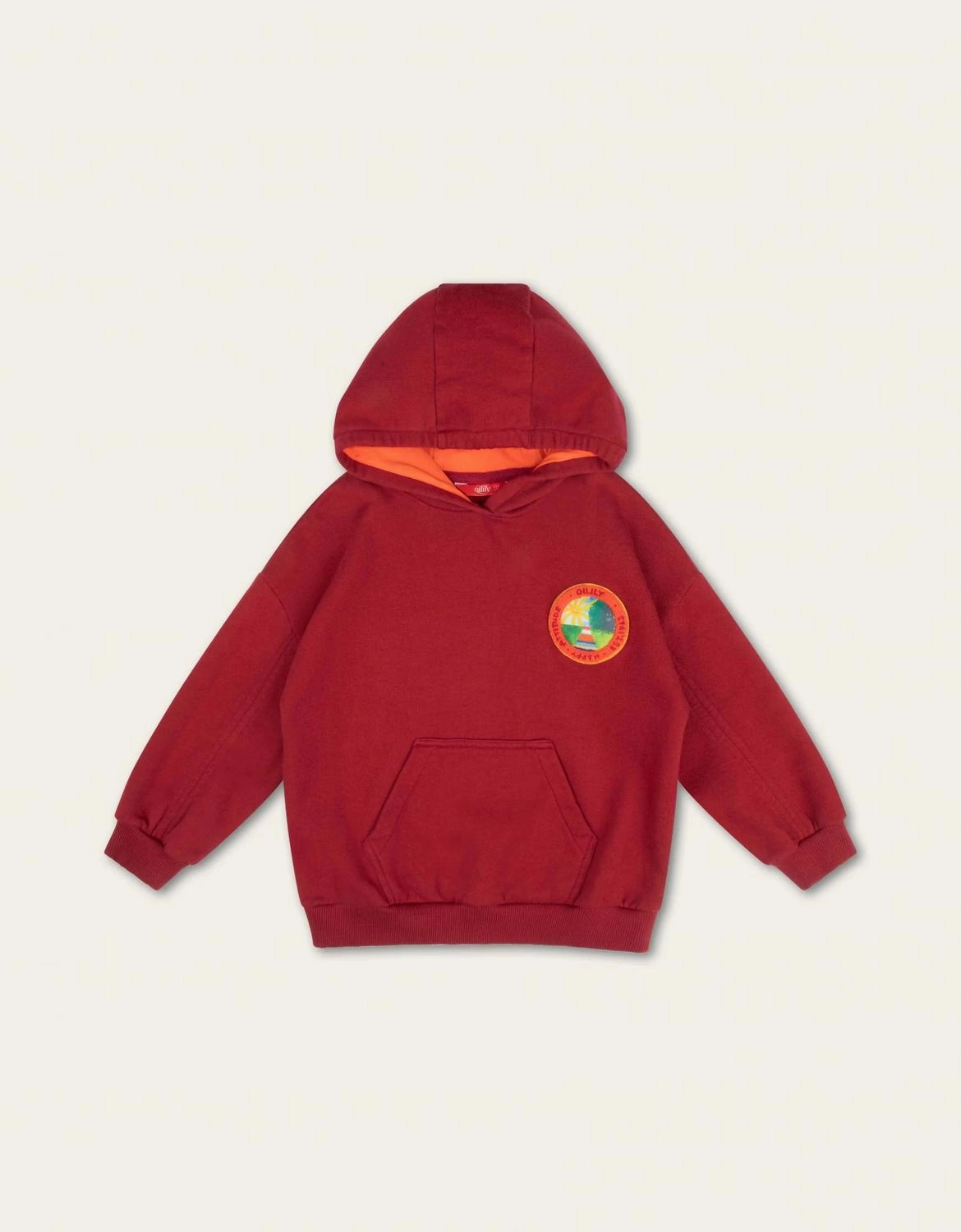 Kid's Happy Attitude Hoodie In Biking Red ruffle tops girls, long sleeve tees girls