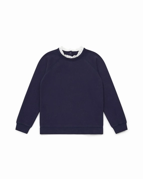 Kid's Organic Cotton Fleece Sweatshirt In Navy graphic tees for boys, polo shirts boys