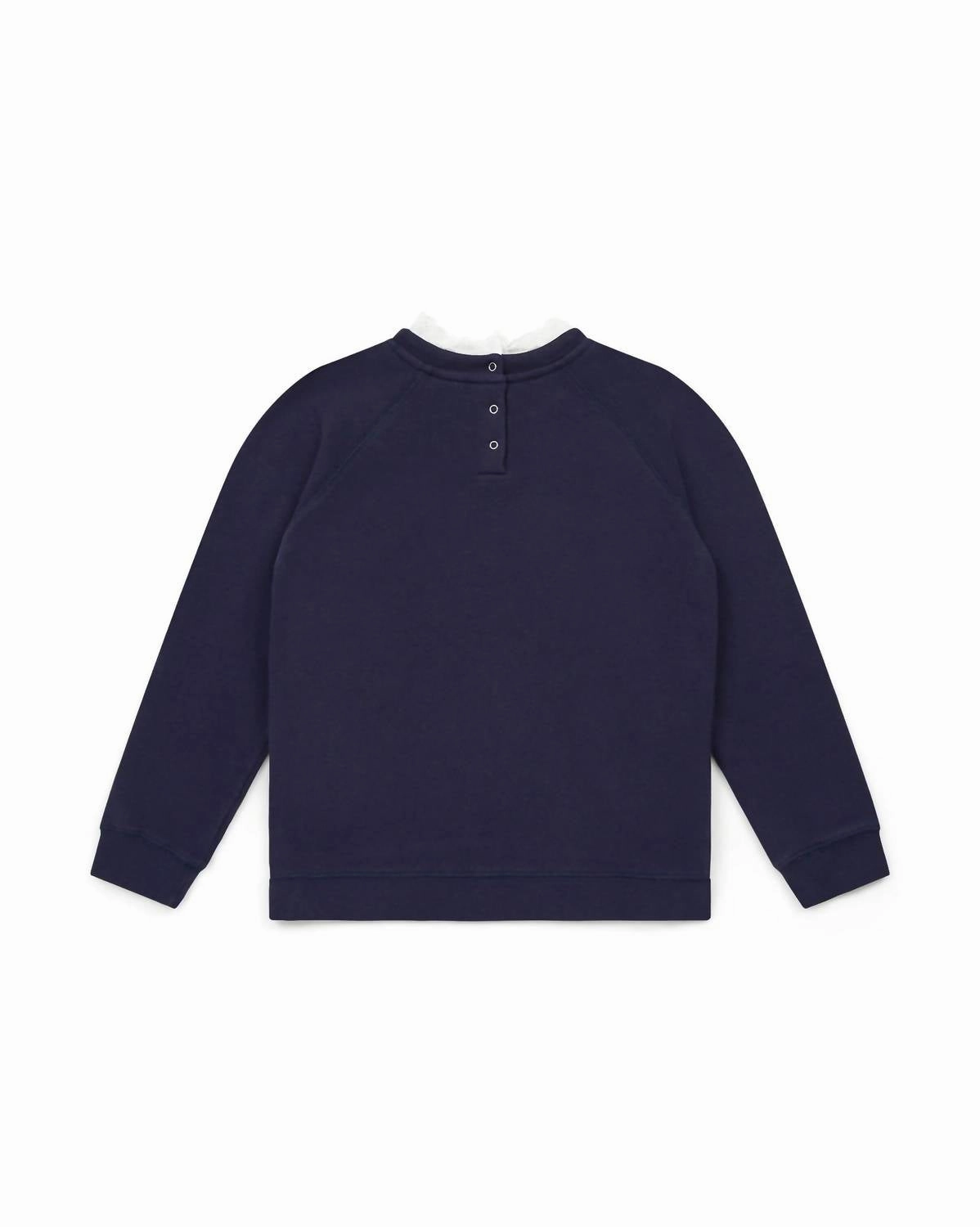 Kid's Organic Cotton Fleece Sweatshirt In Navy Boys Henley T Shirt