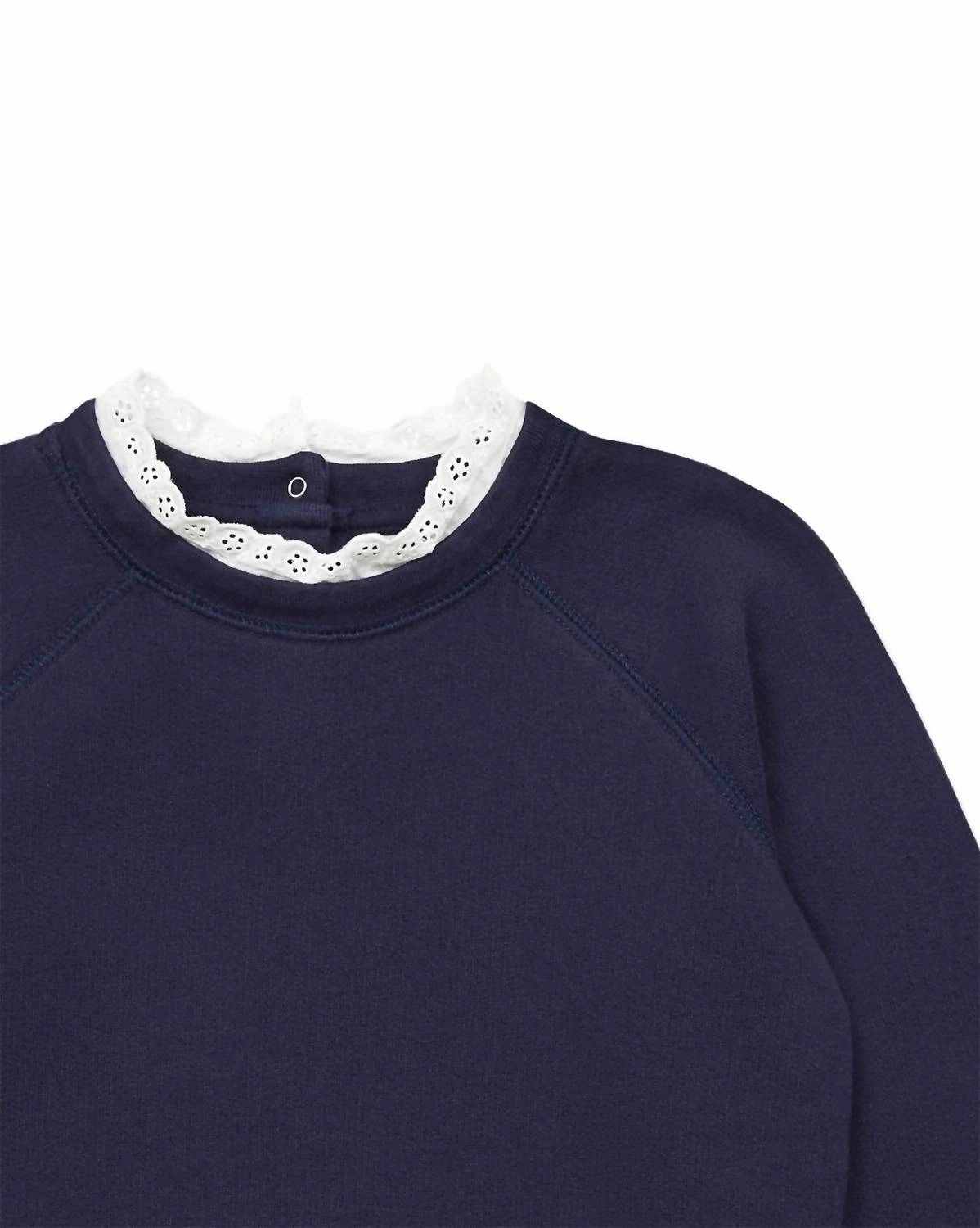 Kid's Organic Cotton Fleece Sweatshirt In Navy Boys Henley T Shirt