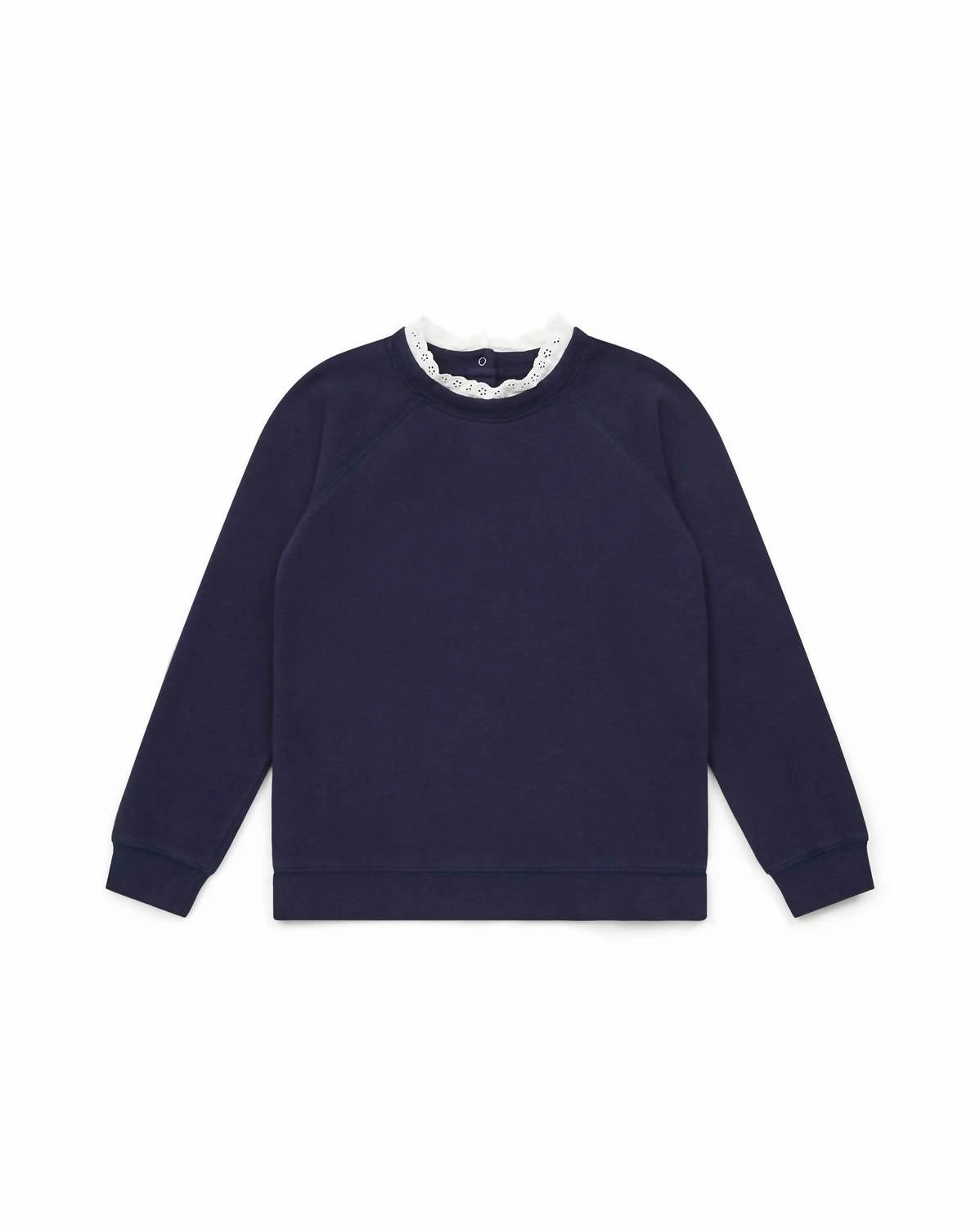 Kid's Organic Cotton Fleece Sweatshirt In Navy graphic tees for boys, polo shirts boys
