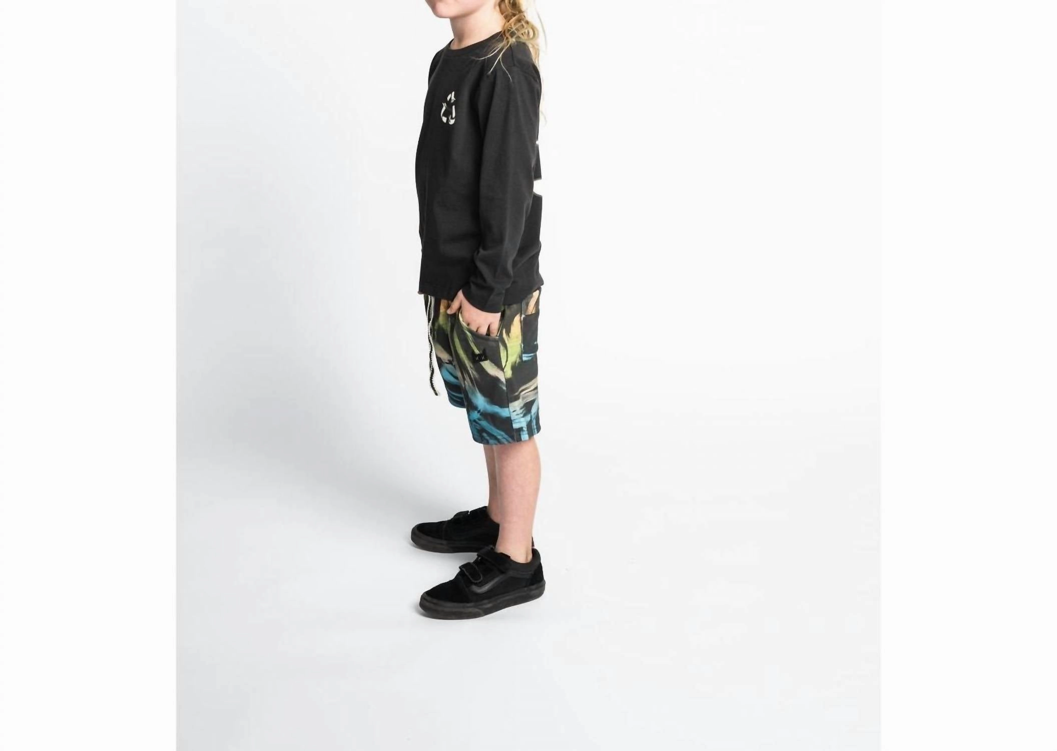Kid's Slicker Short In Colorful Swirl Boys Drawstring Athletic Shorts