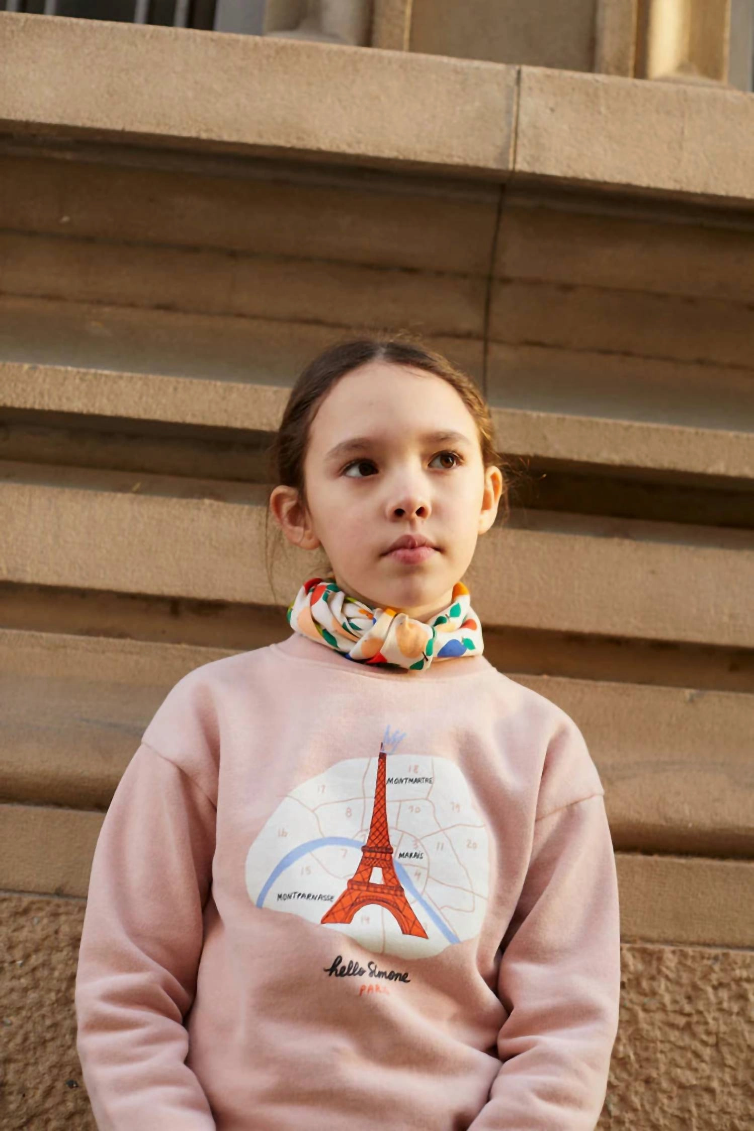 Kid's Sweety Paris Sweatshirt In Pink Girls Tunic Top