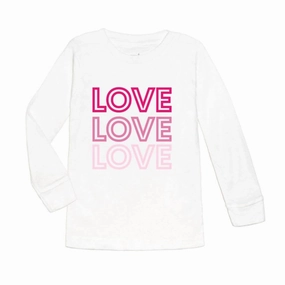 Kids' Love, Love, Love Long Sleeve Shirt In White ruffle tops girls, long sleeve tees girls