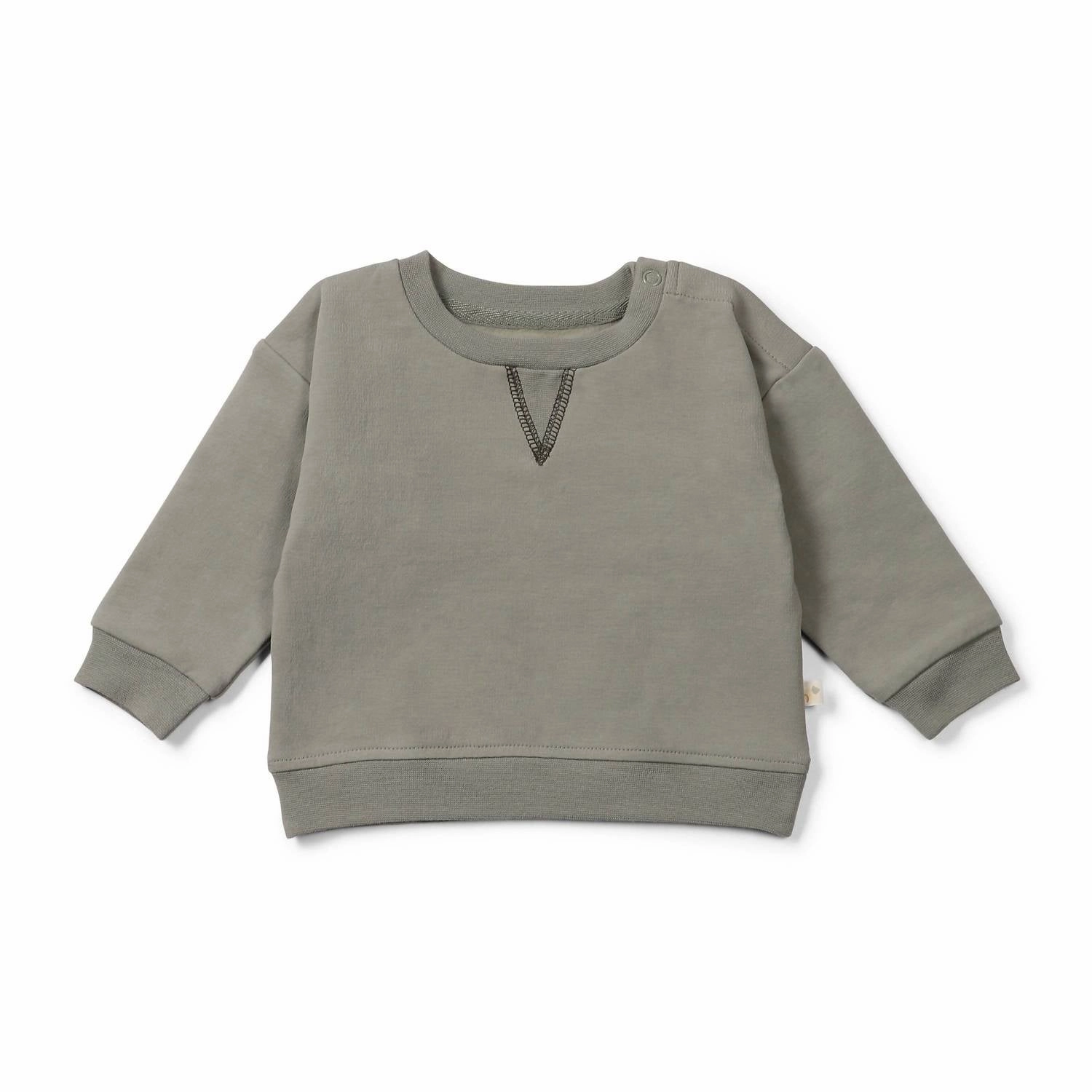 Kids' Organic Cotton Sweatshirt In Olive ruffle tops girls, long sleeve tees girls