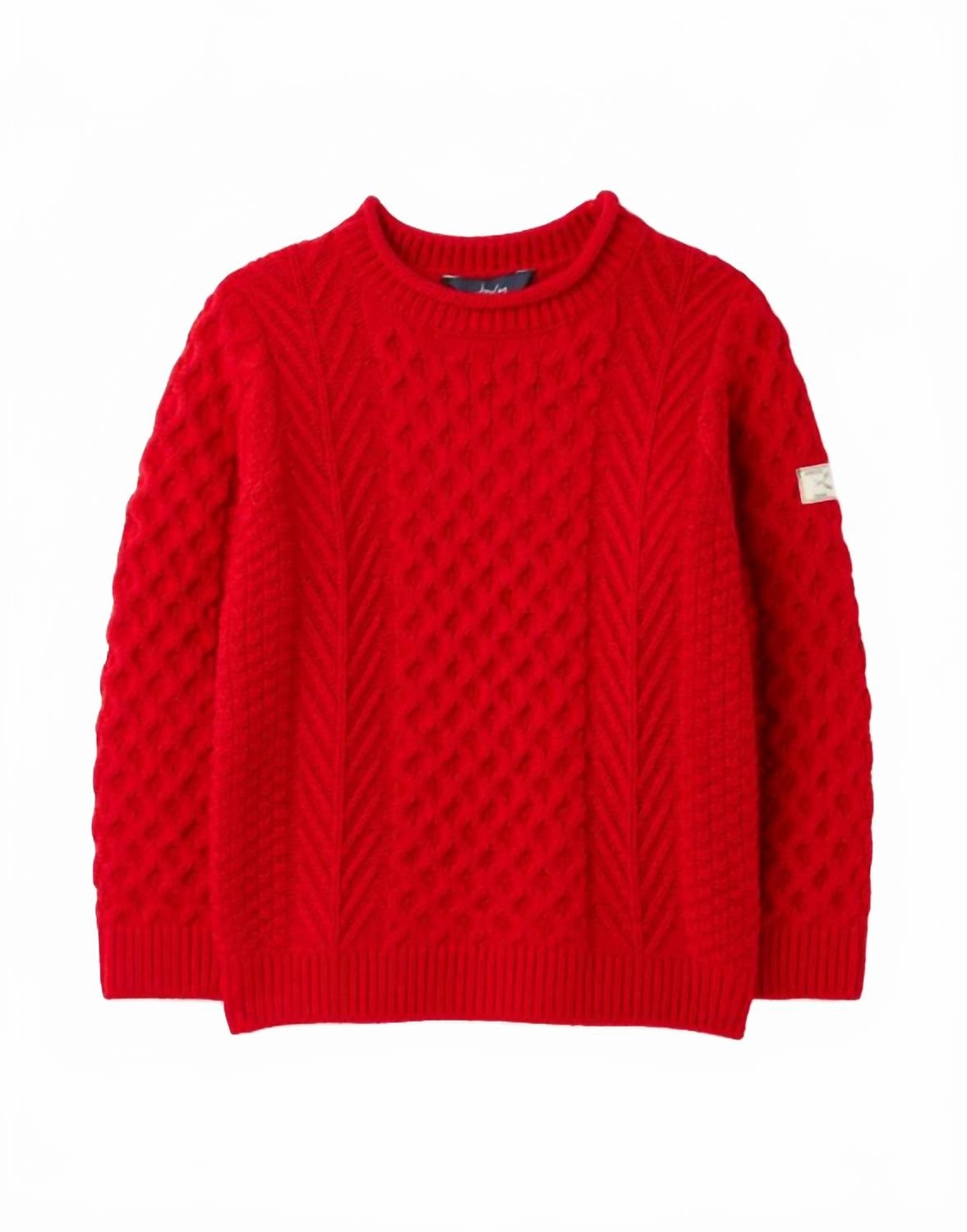 Kids Aran Knit Sweater In Red ruffle tops girls, long sleeve tees girls