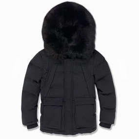 Kids Bismarck Fur Lined Parka Jacket In Black winter jackets for boys, lightweight puffer boys