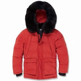 Kids Bismarck Fur Lined Parka Jacket In Red winter jackets for boys, lightweight puffer boys