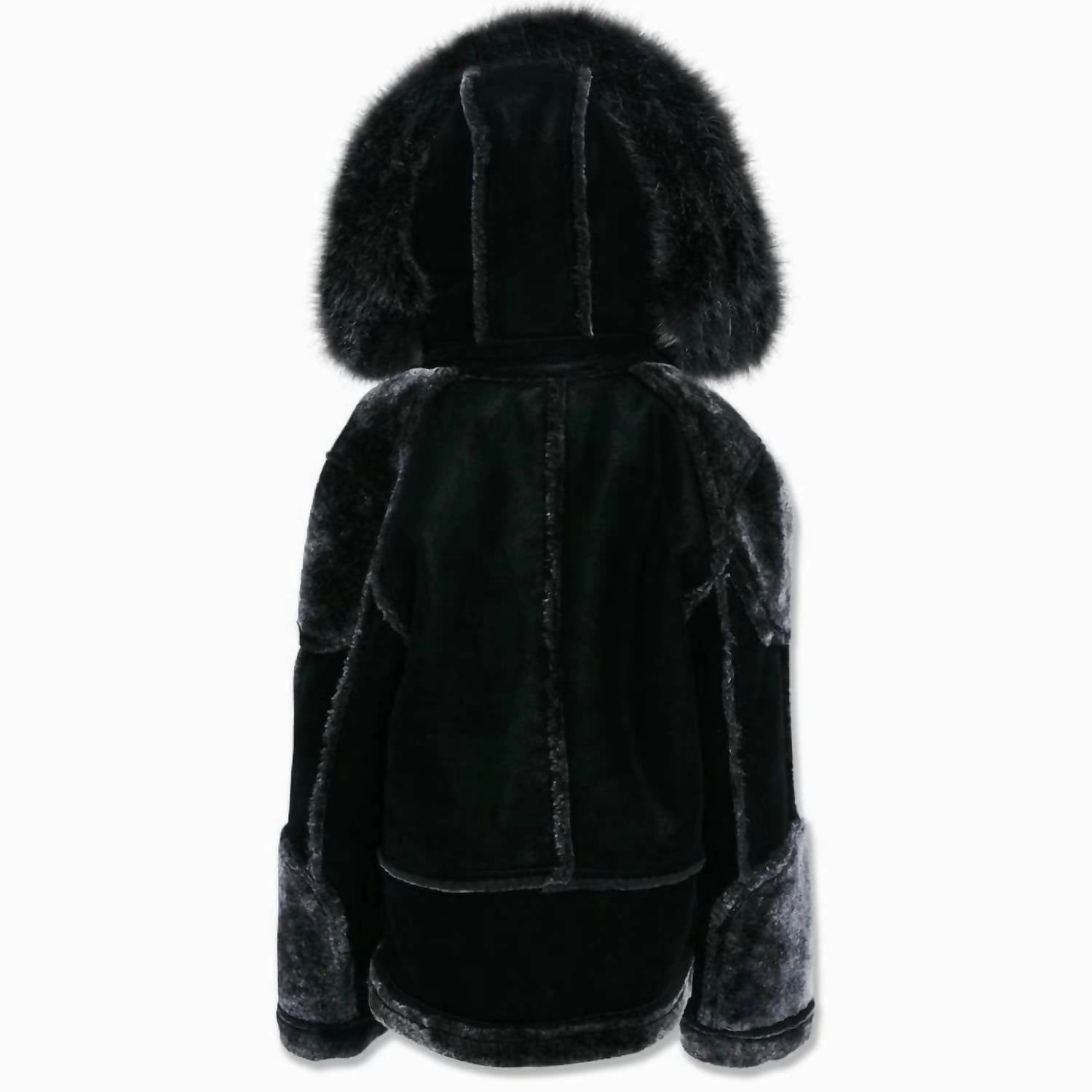 Kids El Jefe Shearling Moto Jacket In Black Boys Waterproof Parka
