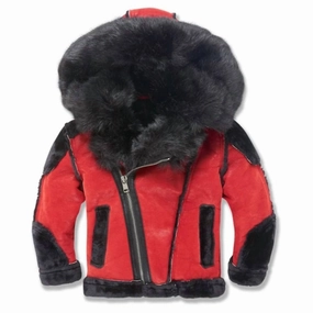 Kids El Jefe Shearling Moto Jacket In Bred winter jackets for boys, lightweight puffer boys