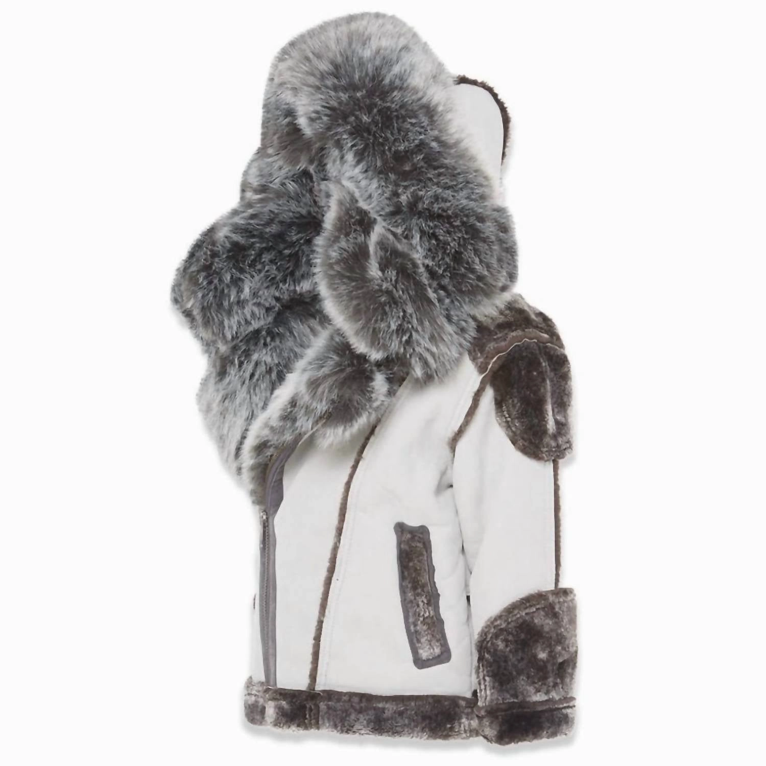Kids El Jefe Shearling Moto Jacket In Light Grey Boys Waterproof Parka