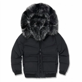 Kids Hollis Bomber Jacket In Black winter jackets for boys, lightweight puffer boys