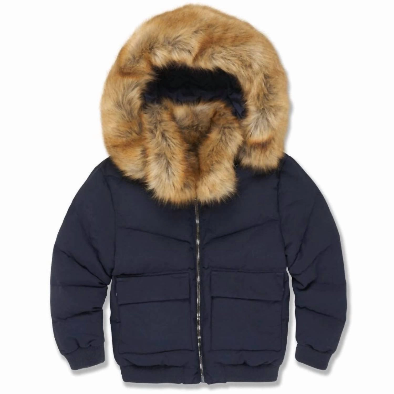Kids Hollis Bomber Jacket In Navy winter jackets for boys, lightweight puffer boys