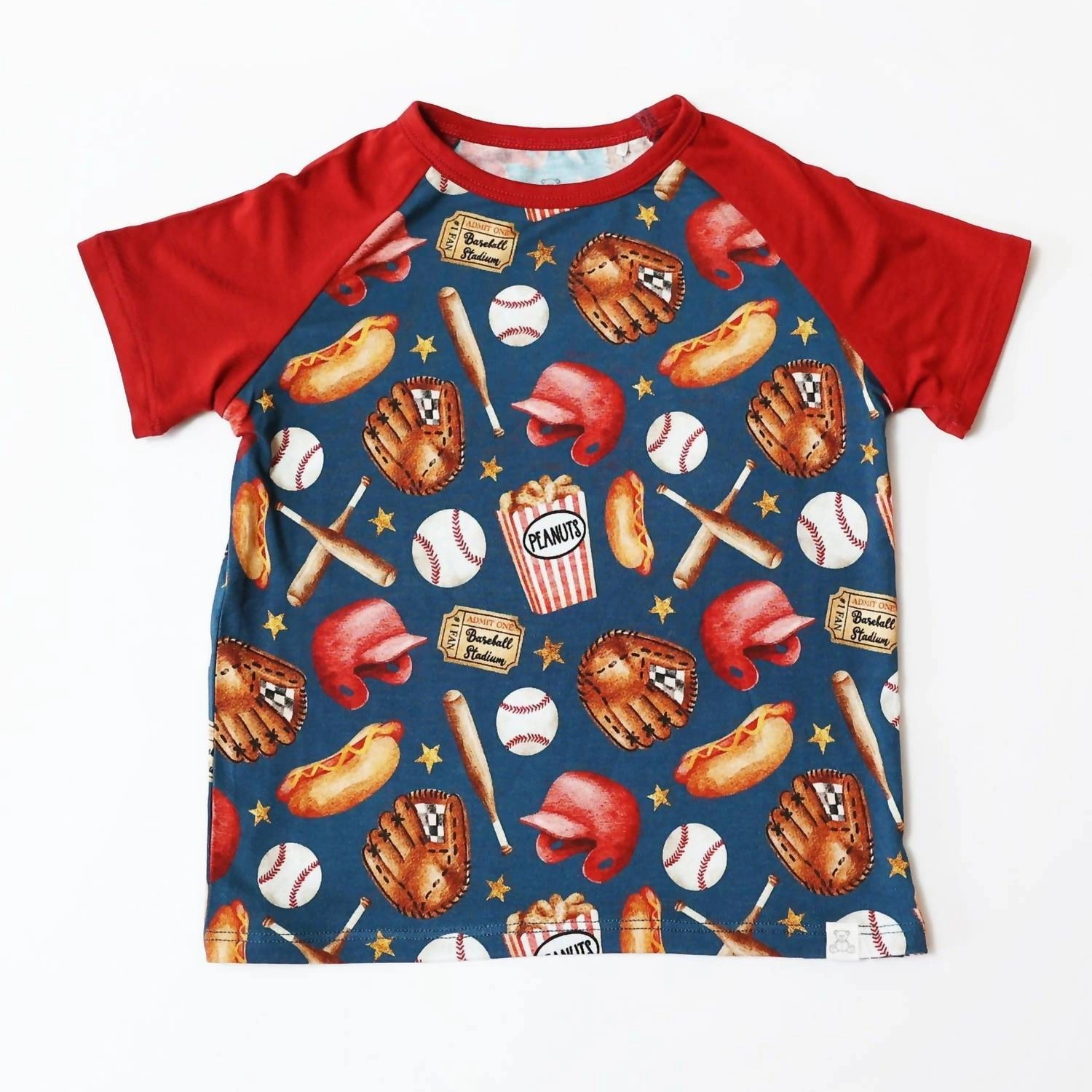 Kids Home Run Bamboo Tee In Blue/red graphic tees for boys, polo shirts boys