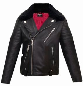 Kids Jackets Boys 100% Leather Detachable Collar Biker Jackets (3-13 Years) winter jackets for boys, lightweight puffer boys