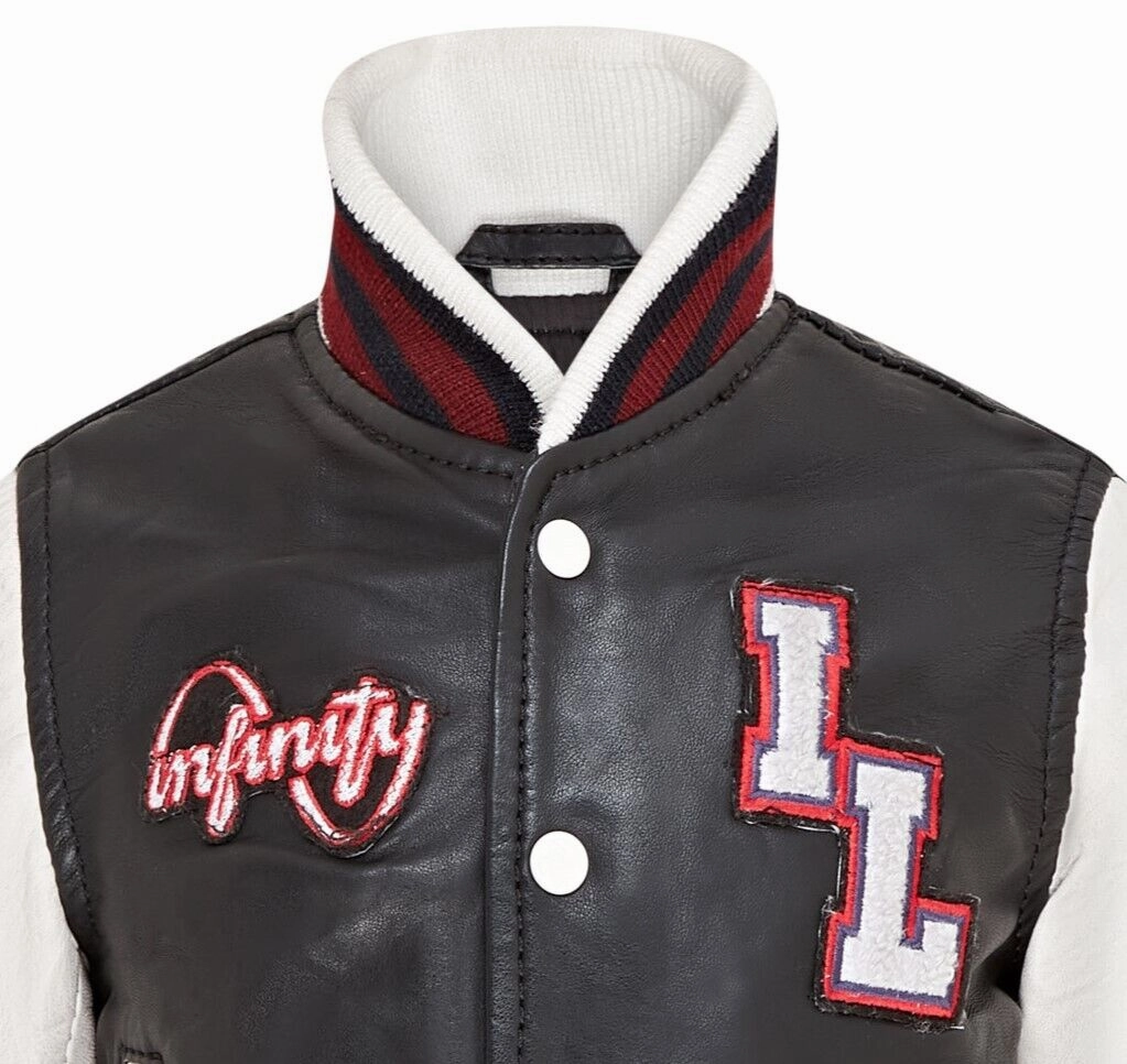 Kids Letterman Leather Varsity College Bomber Jacket 3-13 yrs Boys Waterproof Parka