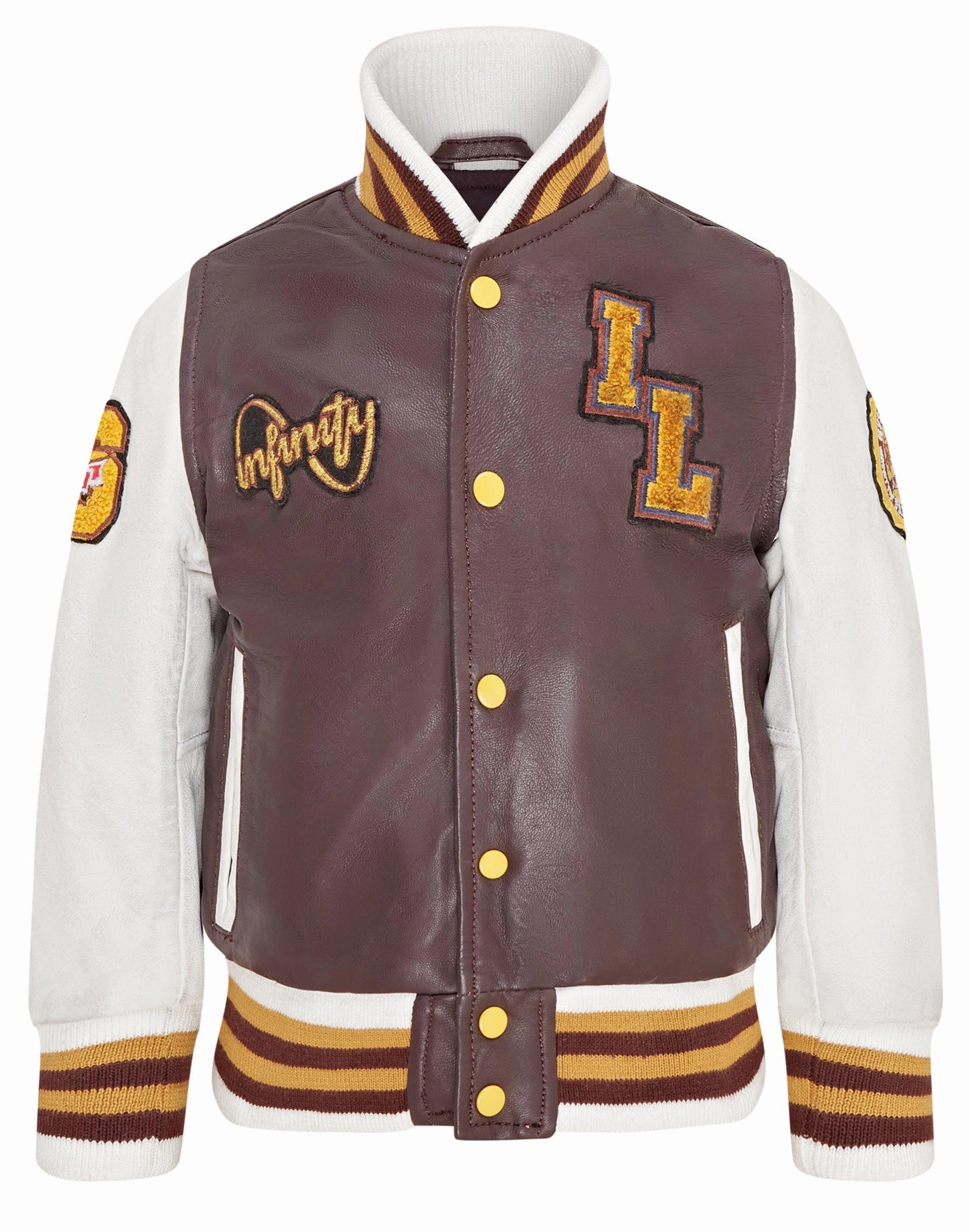 Kids Letterman Leather Varsity College Bomber Jacket 3-13 yrs Boys Waterproof Parka