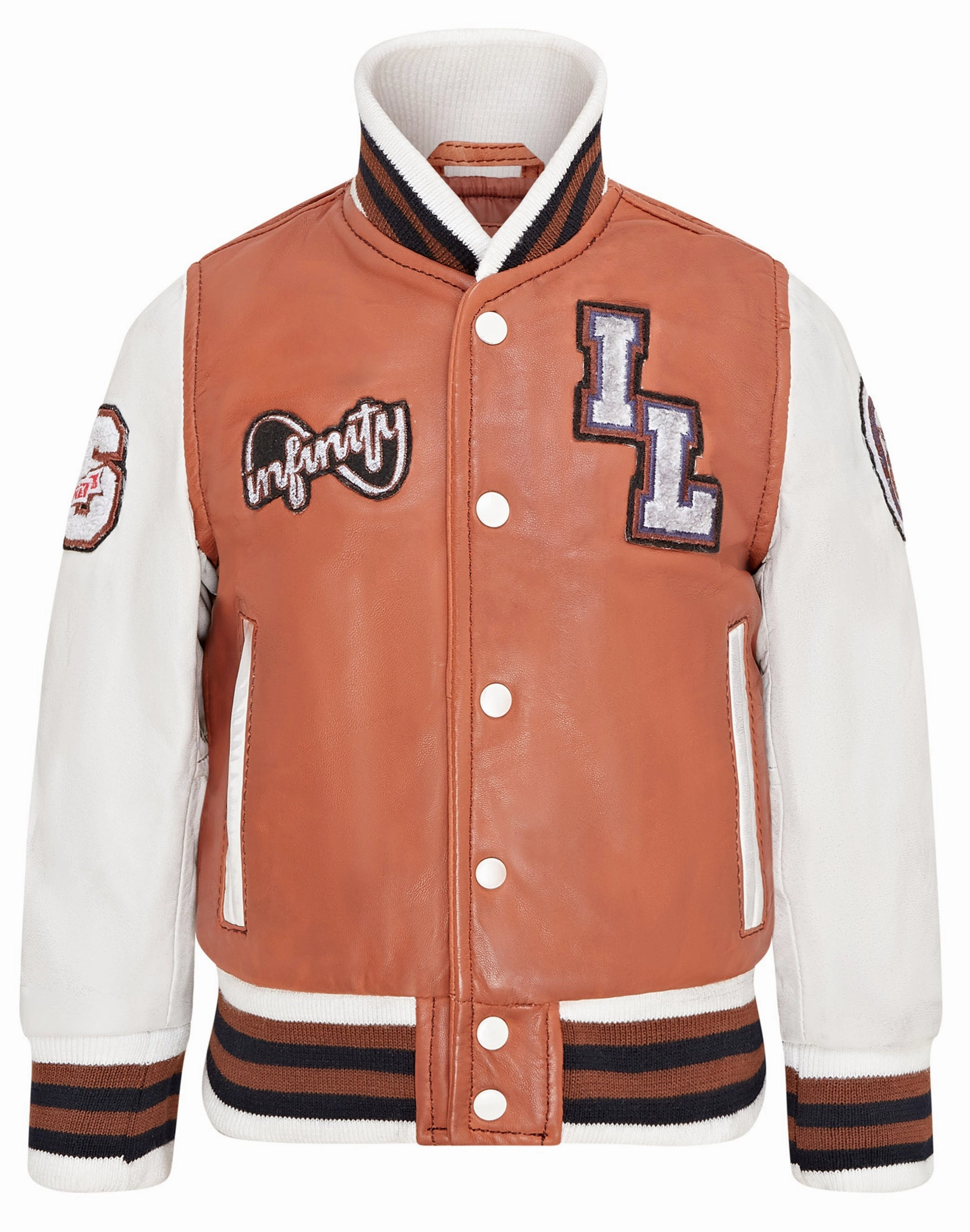 Kids Letterman Leather Varsity College Bomber Jacket 3-13 yrs Boys Waterproof Parka