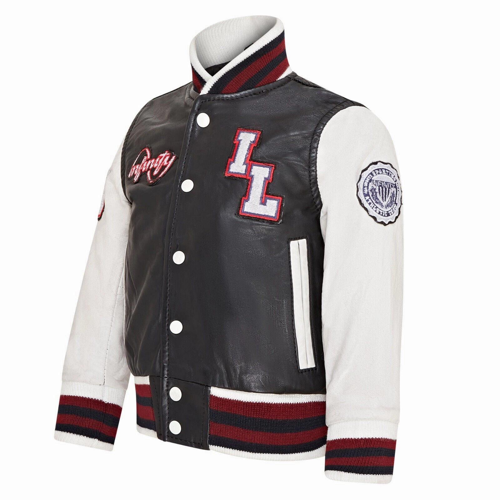 Kids Letterman Leather Varsity College Bomber Jacket 3-13 yrs Boys Waterproof Parka