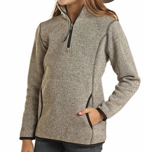 Kids Melange 1/4 Zip Sweatshirt In Grey ruffle tops girls, long sleeve tees girls