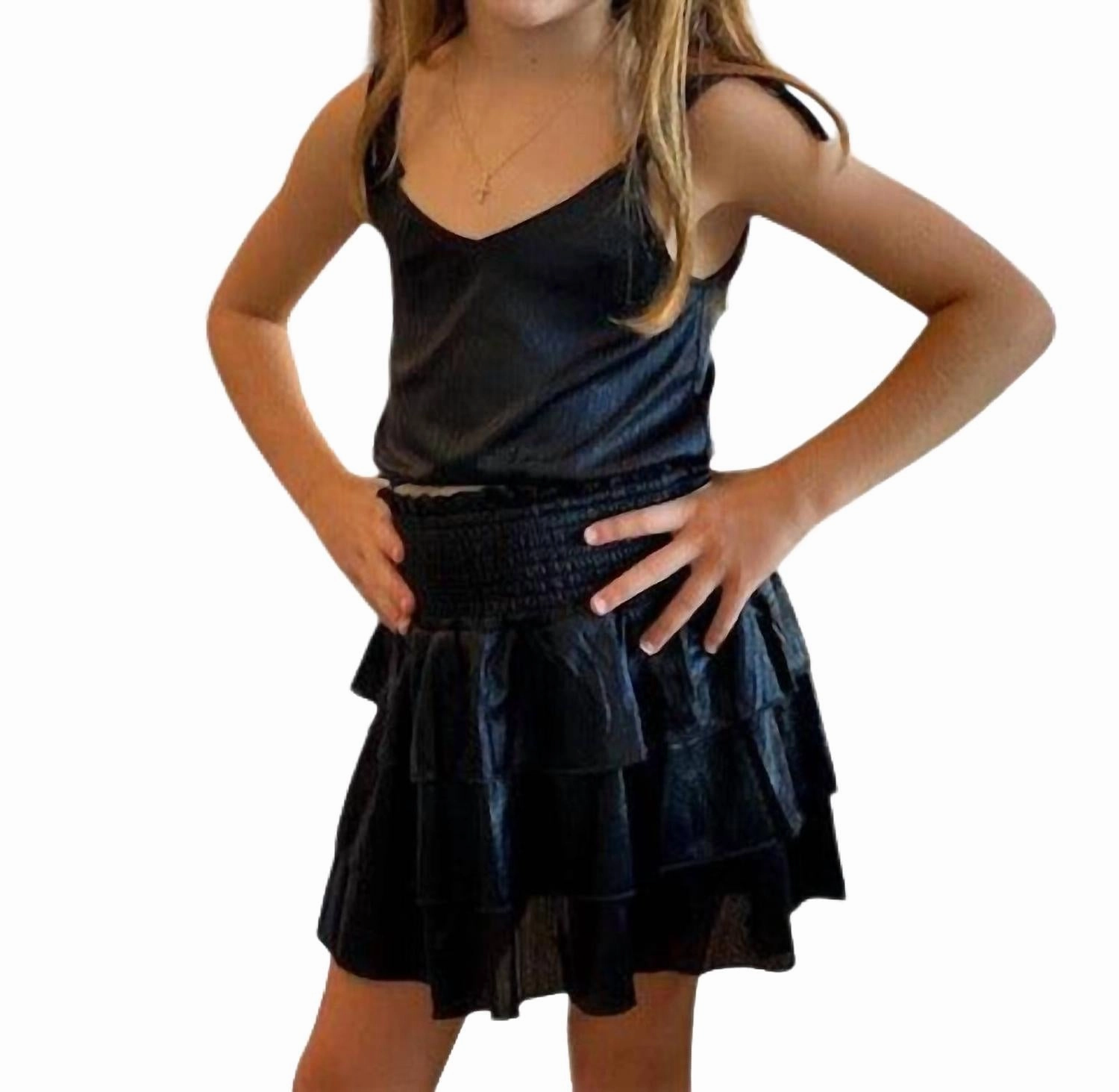 Kids Metallic Top In Black Girls Tunic Top