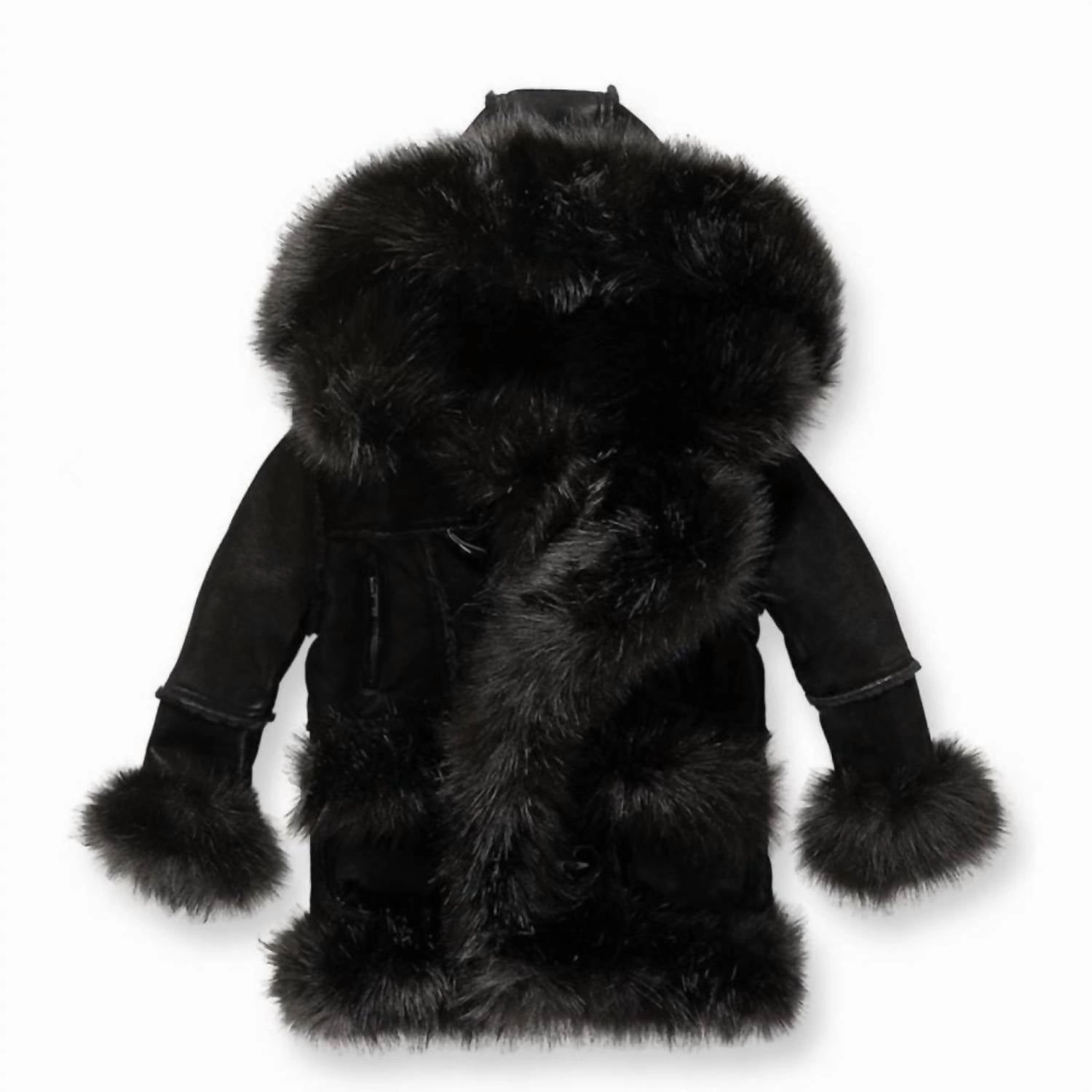 Kids Shearling Coat In Black winter jackets for boys, lightweight puffer boys