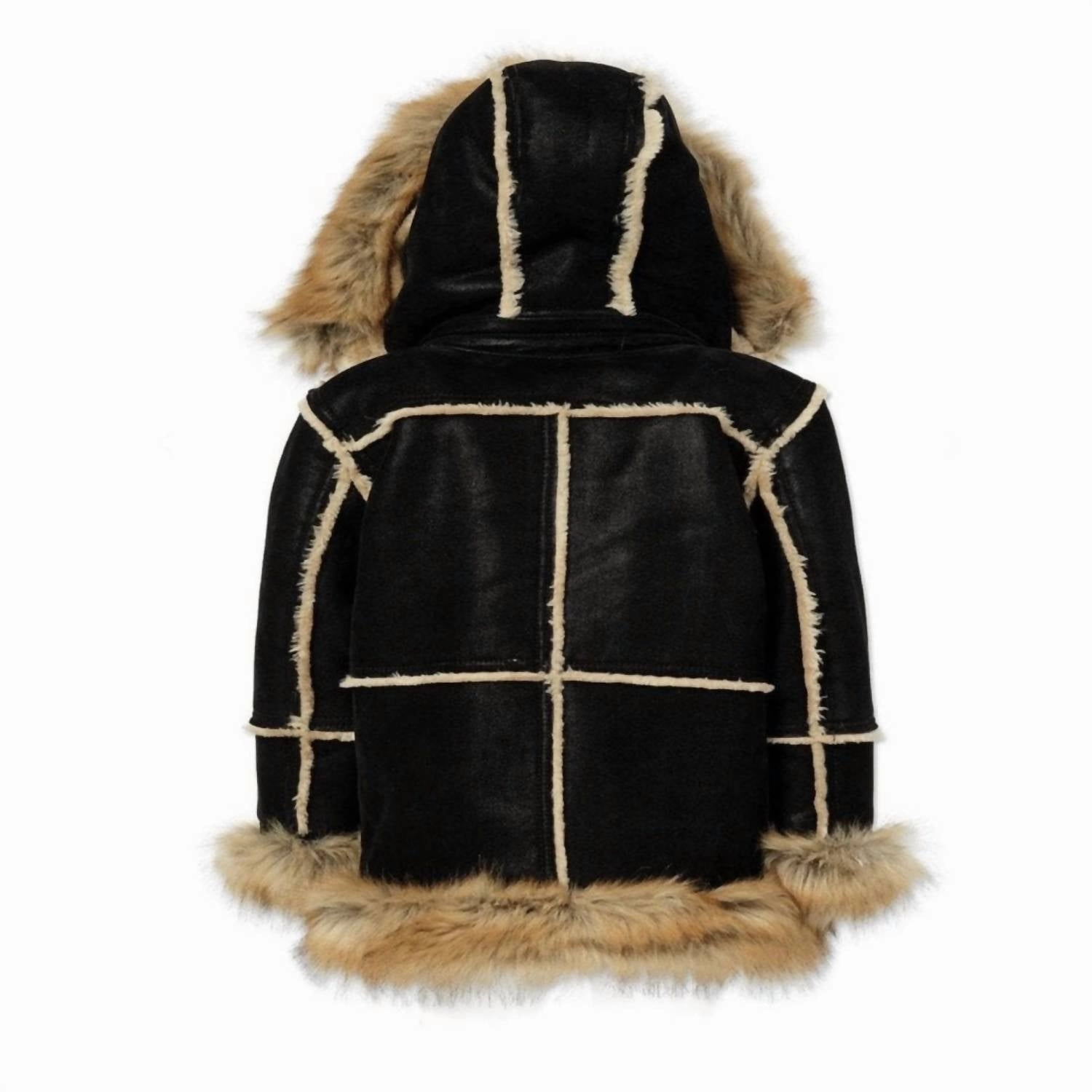 Kids Shearling Coat In Black Copper Boys Waterproof Parka