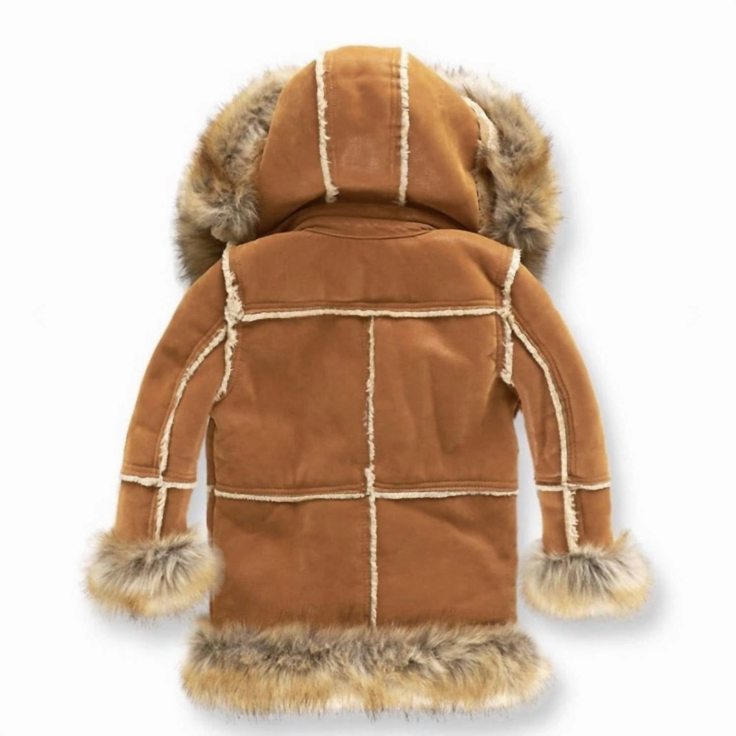 Kids Shearling Coat In Cognac Boys Waterproof Parka