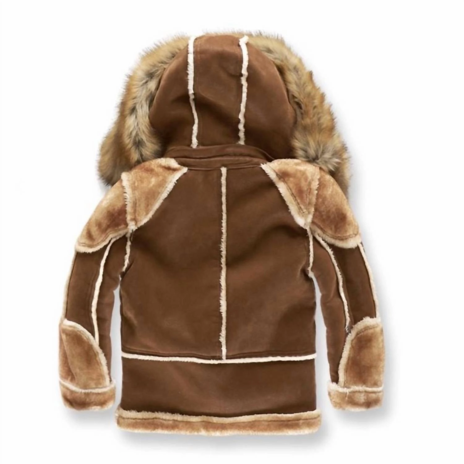 Kids Shearling Moto Coat In Walnut Boys Waterproof Parka