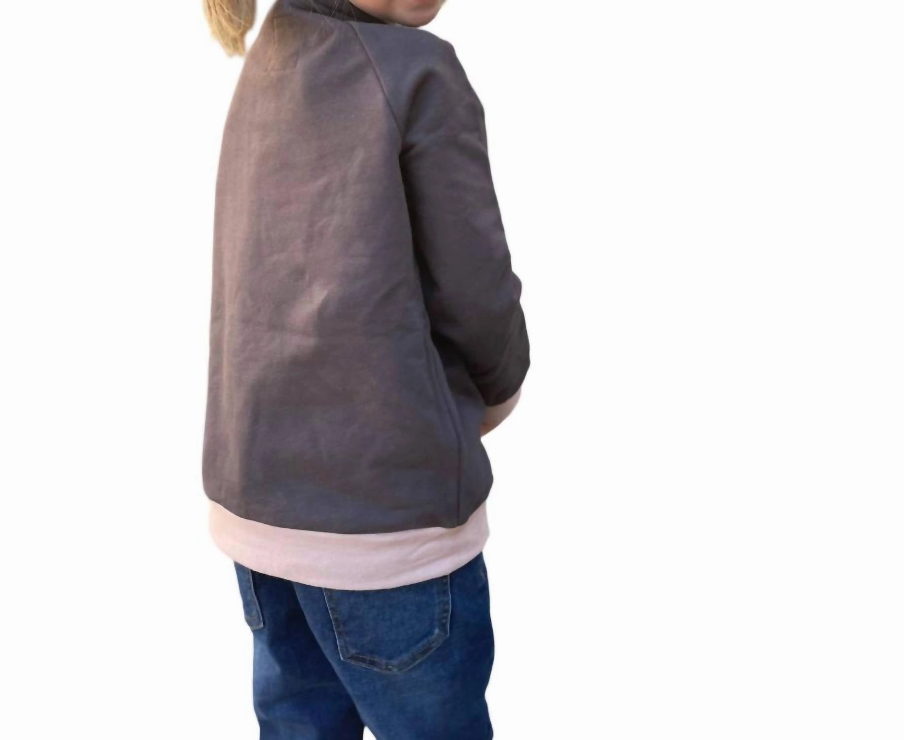 KidS Side Zip Pullover In Charcoal & Dusty Mauve Girls Tunic Top
