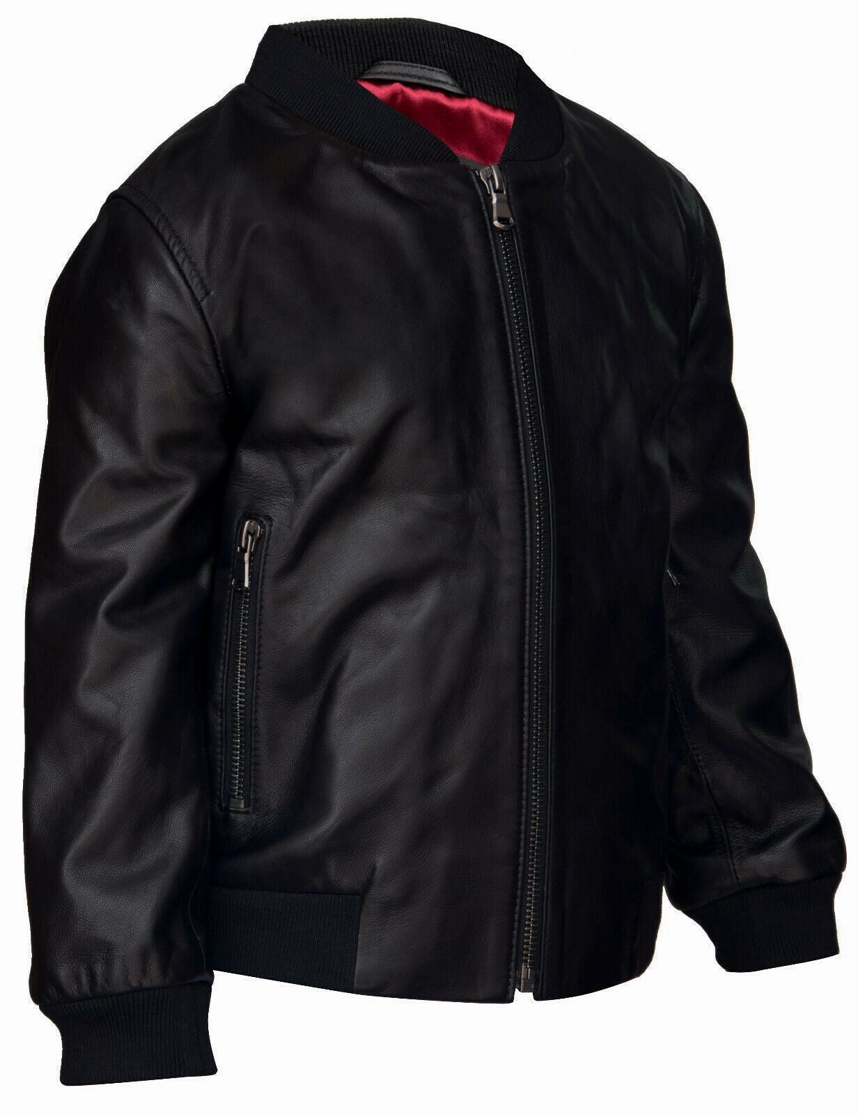Kids Unisex Varsity Black Baseball Leather Bomber Black Jacket (1-13Years) Boys Waterproof Parka