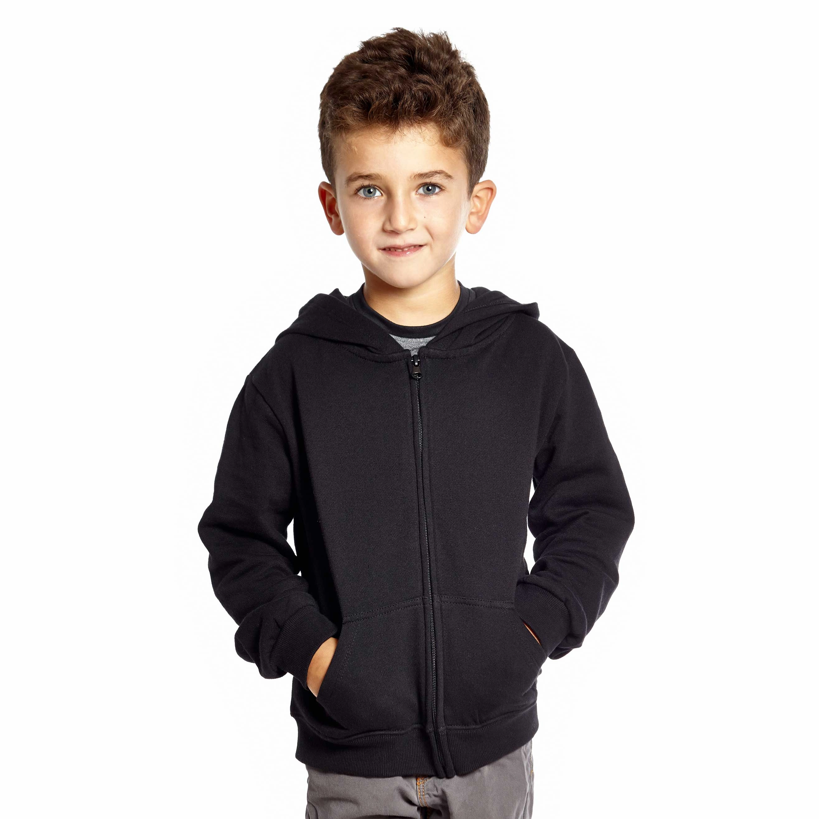 Kids Zipper Cotton Hoodie Neutral Solid Color Boys Half Zip Pullover