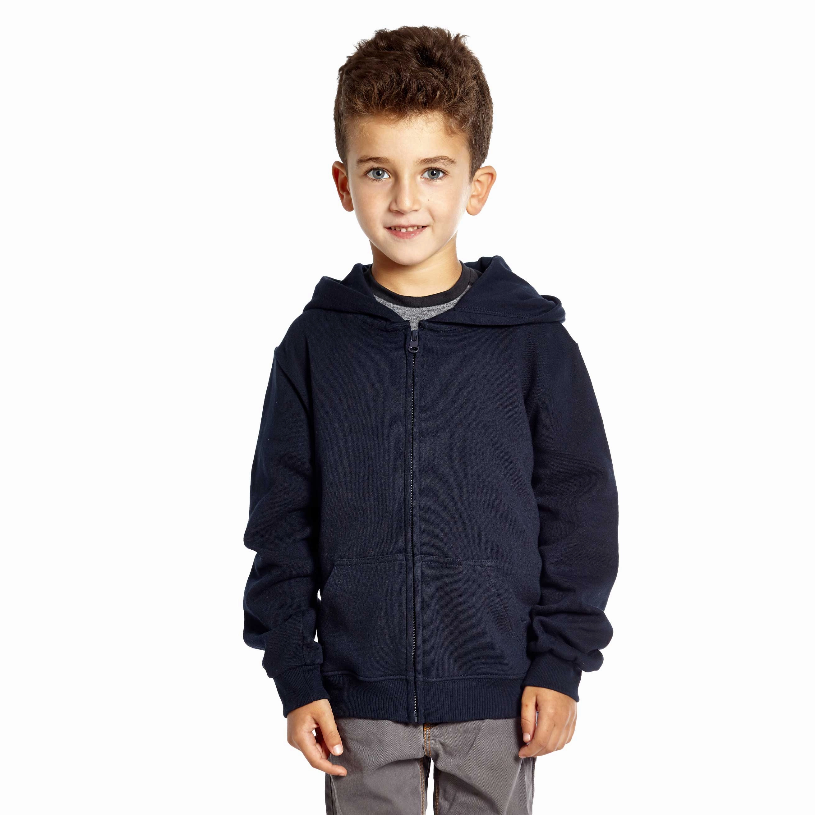 Kids Zipper Cotton Hoodie Neutral Solid Color Boys Half Zip Pullover