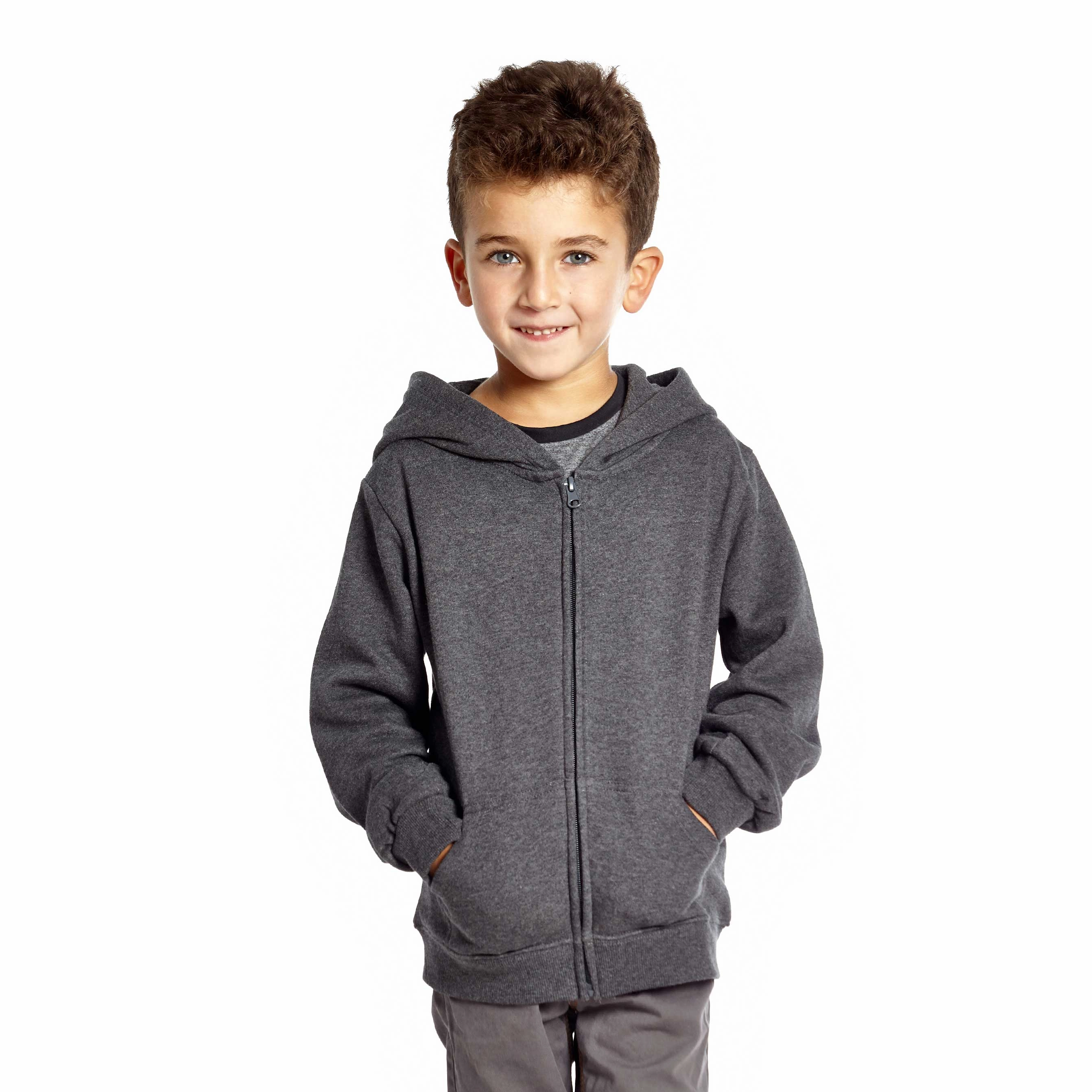 Kids Zipper Cotton Hoodie Neutral Solid Color Boys Half Zip Pullover