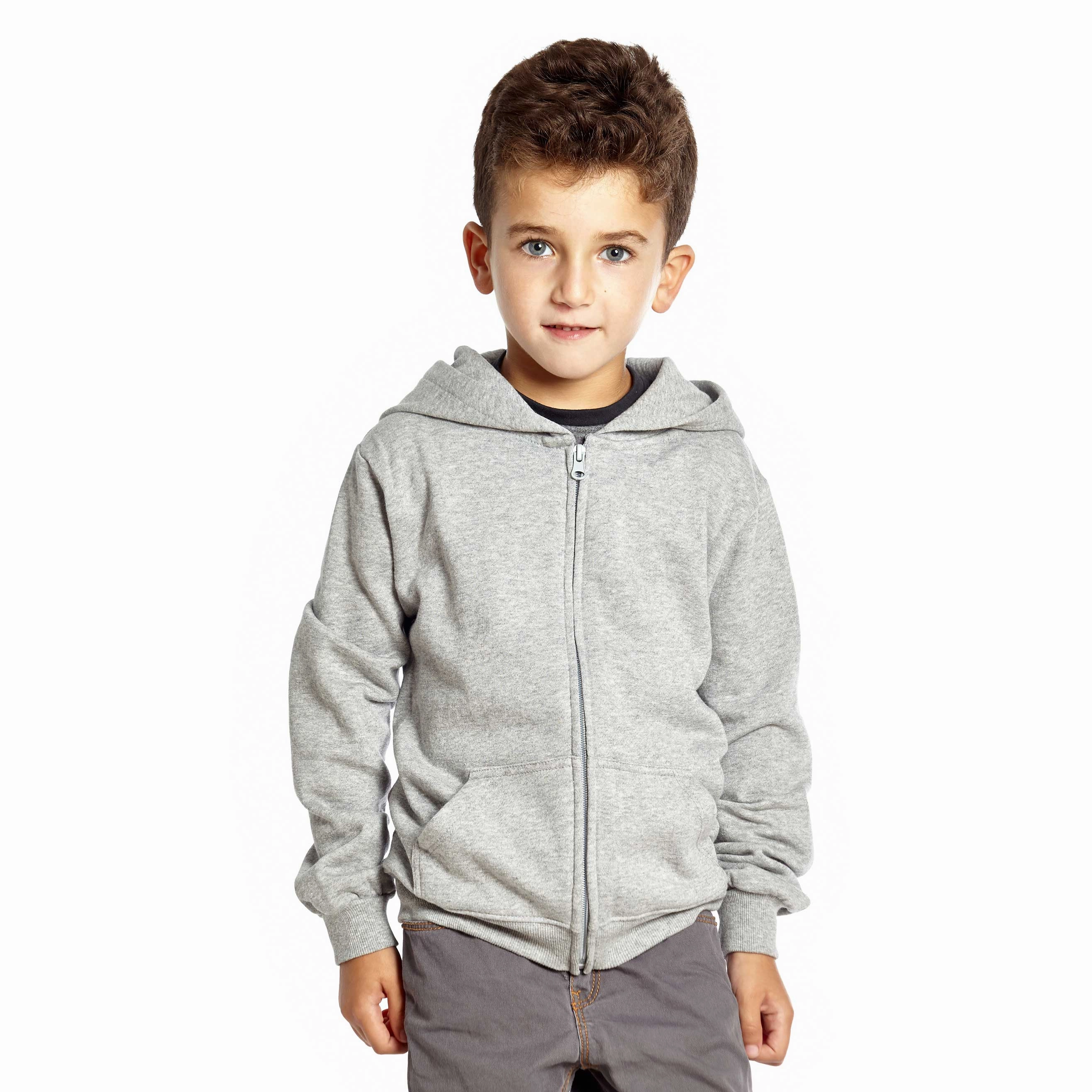 Kids Zipper Cotton Hoodie Neutral Solid Color Boys Half Zip Pullover