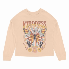 Kind Vibes Oversized Long Sleeve Tee In Faded Pink ruffle tops girls, long sleeve tees girls