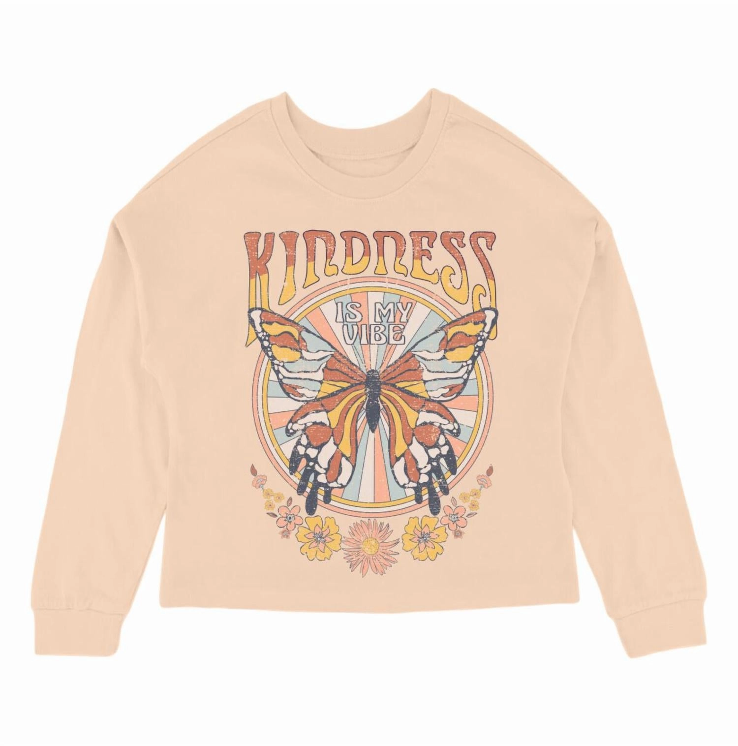 Kind Vibes Oversized Long Sleeve Tee In Faded Pink Girls Tunic Top