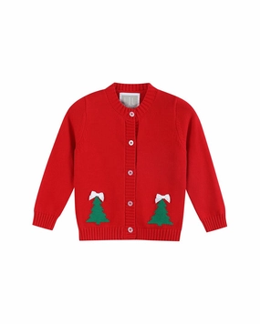 Lil Cactus Christmas Tree Knit Cardigan ruffle tops girls, long sleeve tees girls