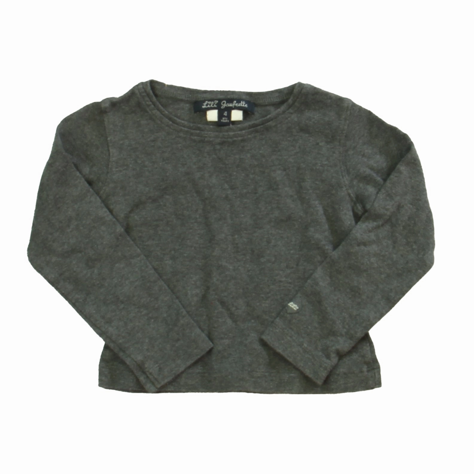 Lili Gaufrette Girls Gray Long Sleeve T-Shirt ruffle tops girls, long sleeve tees girls