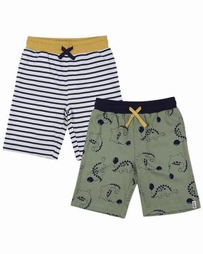 Lilly and Sid 2pk Dizzy Dino/Stripe Short boys athletic shorts, cargo shorts boys