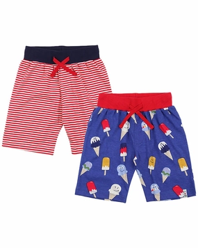 Lilly and Sid 2pk Happy Ice/Stripe Short boys athletic shorts, cargo shorts boys